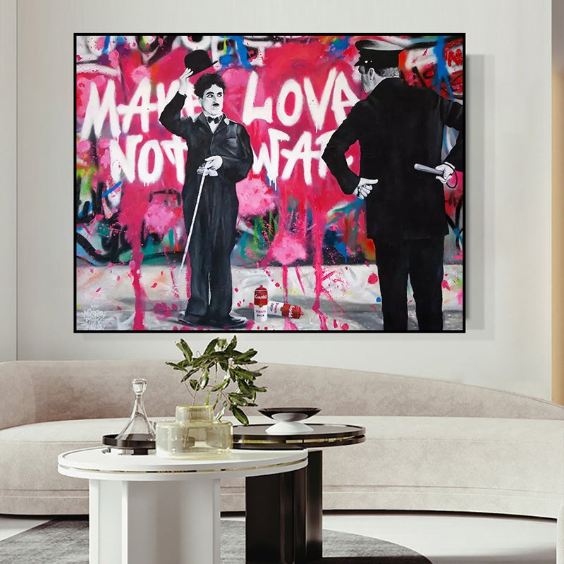 Love vs Conflict: Banksy-Inspired Charlie Chaplin
