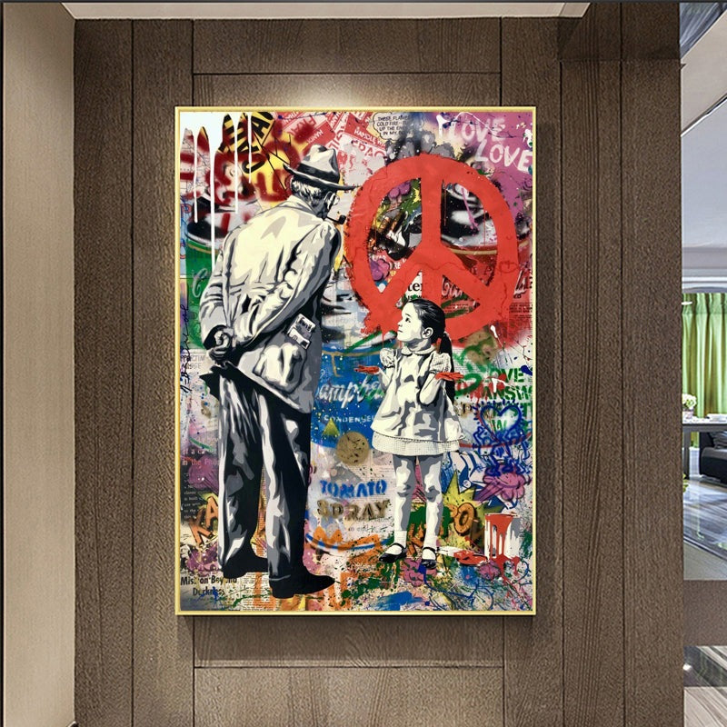 Peaceful Rebel: Banksy-Inspired Girl Street Art