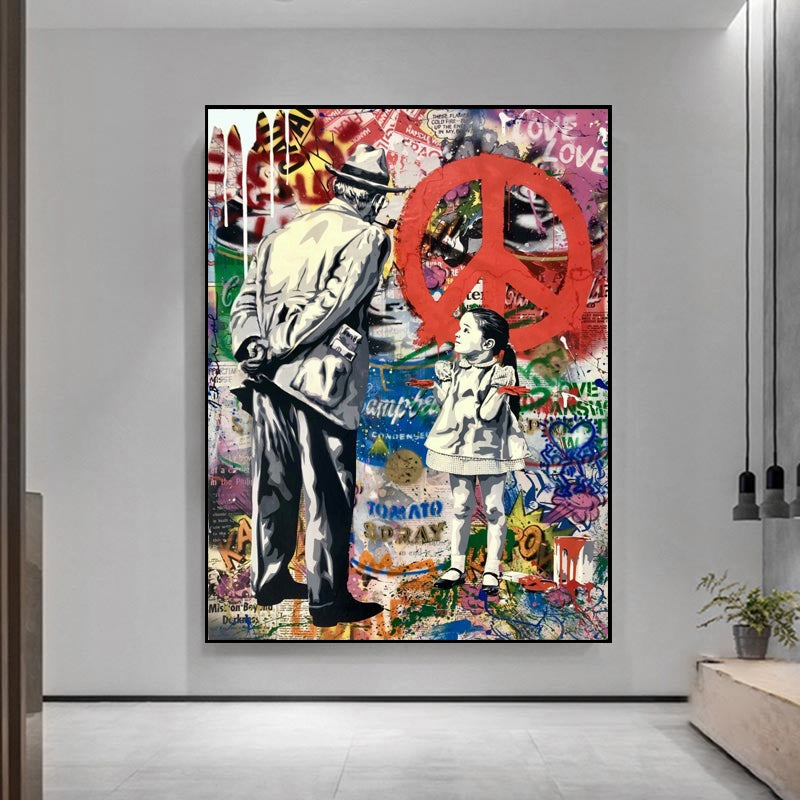 Peaceful Rebel: Banksy-Inspired Girl Street Art