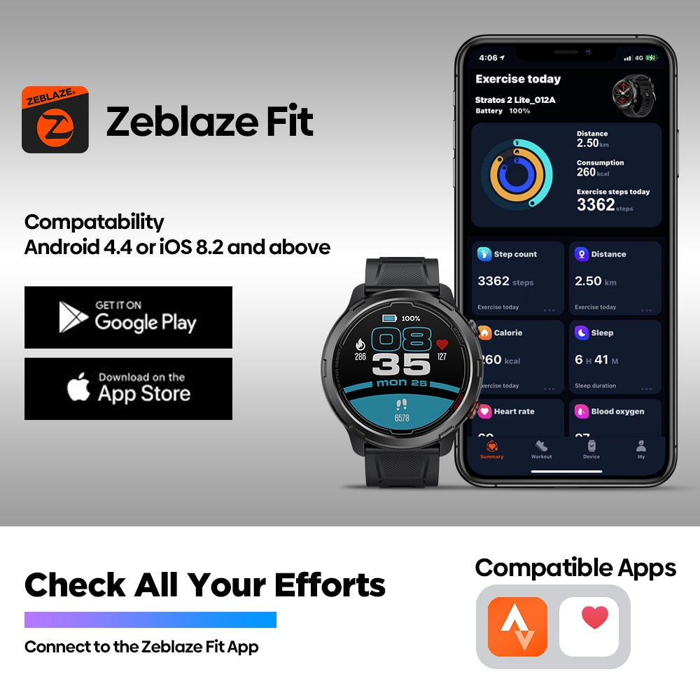Zeblaze Stratos 2 Lite 1.32" IPS Color Display Outdoor GPS Smart Watch