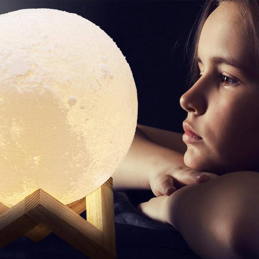 3D Printed Moon Lamp - LED Decor, Light Up Your Night