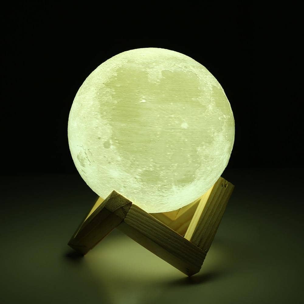 3D Printed Moon Lamp - LED Decor, Light Up Your Night