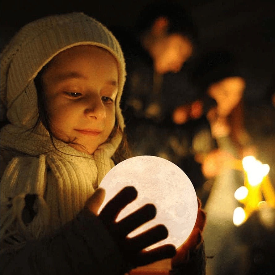 3D Printed Moon Lamp - LED Decor, Light Up Your Night