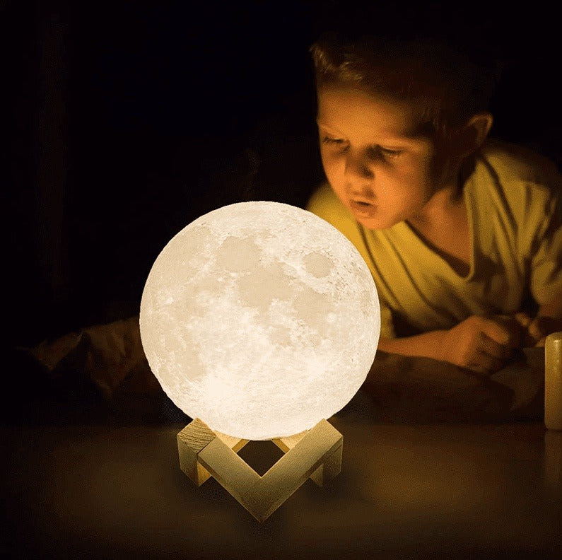 3D Printed Moon Lamp - LED Decor, Light Up Your Night