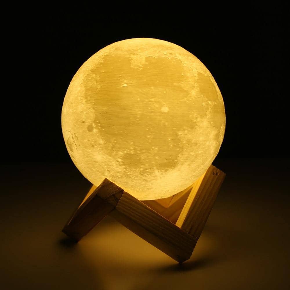 3D Printed Moon Lamp - LED Decor, Light Up Your Night