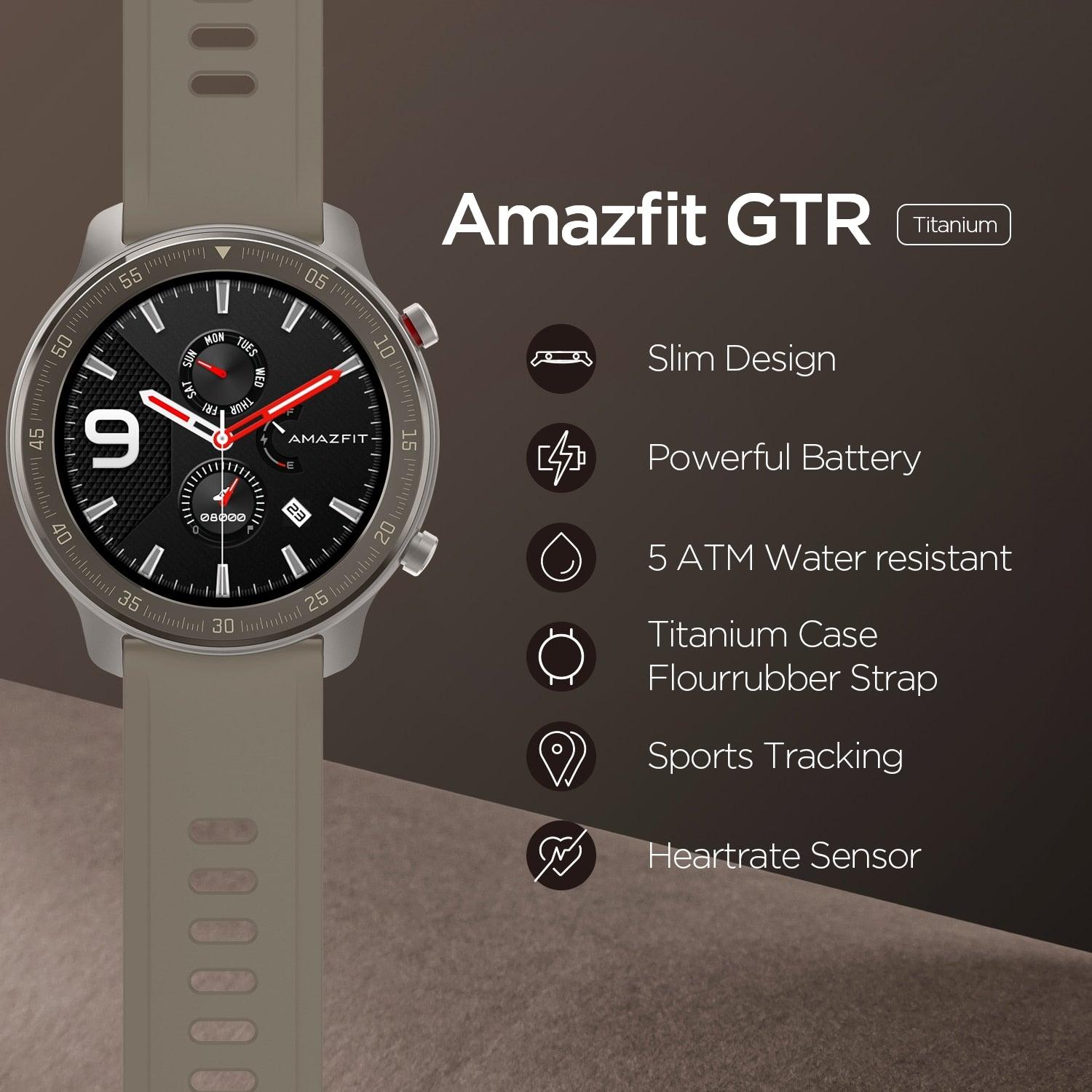 Amazfit GTR Titanium Smartwatch - 47mm AMOLED & Sports