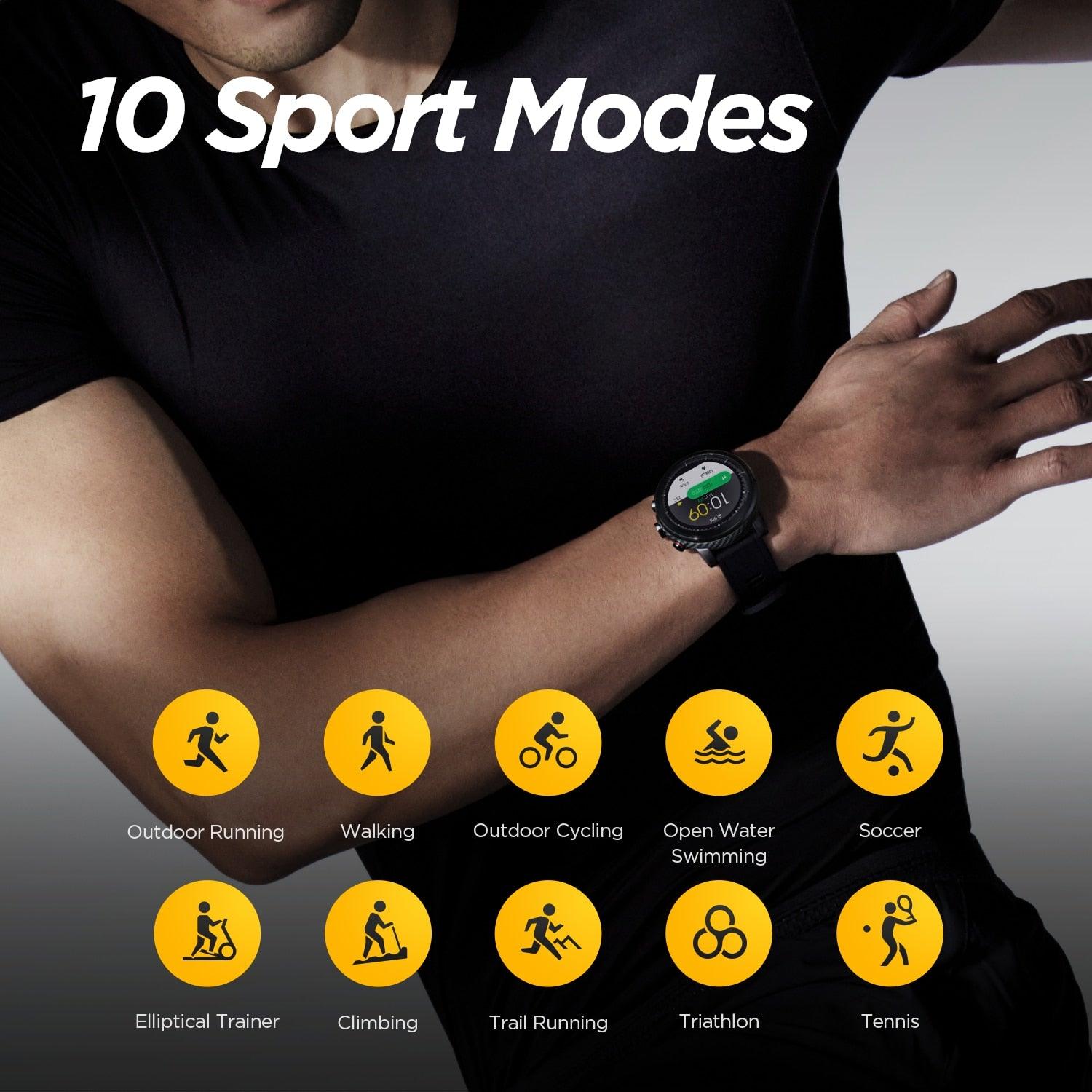 Amazfit Stratos+ Leather Strap Smartwatch - Professional