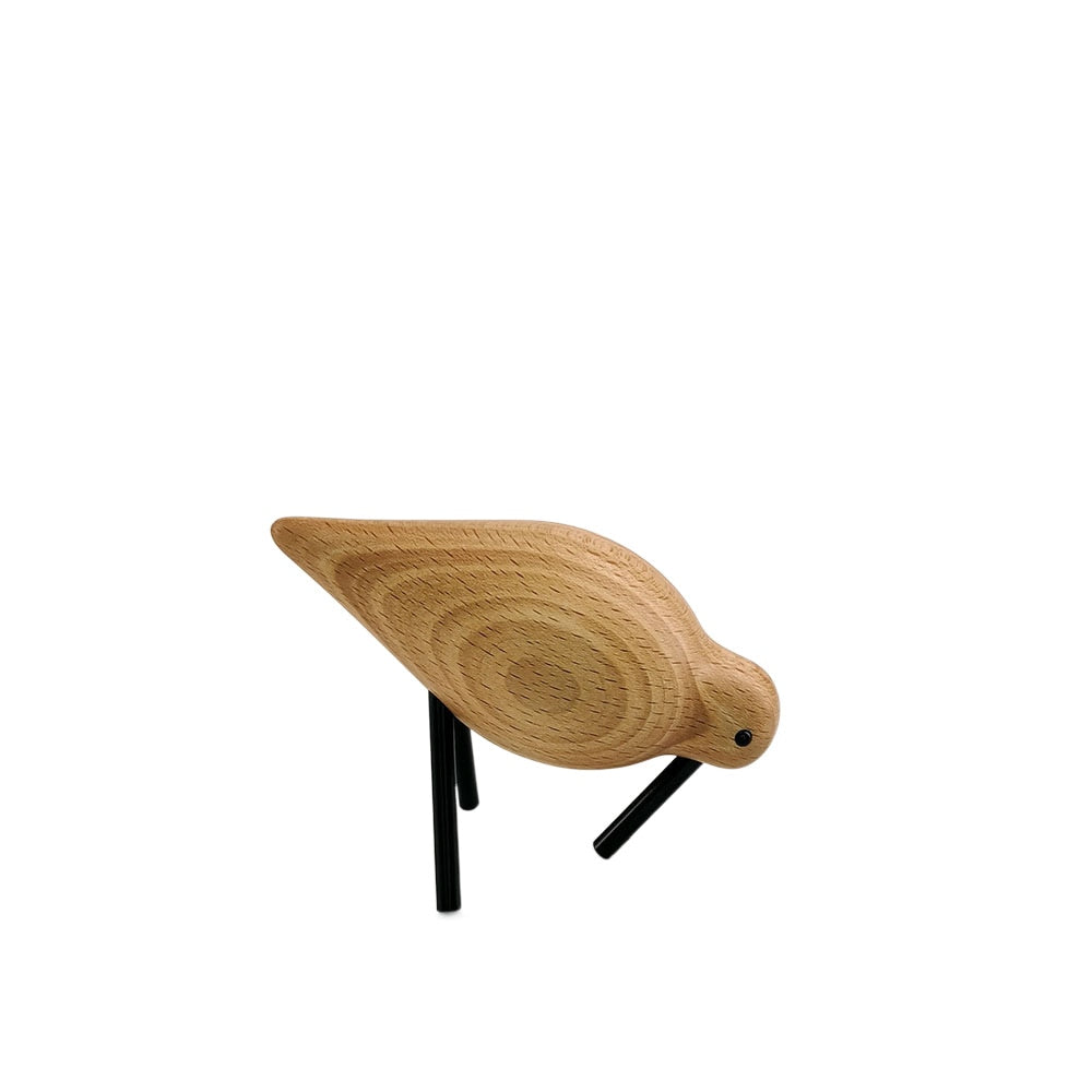 Beech Wood Bird Figure - Nordic Style Decor for Nature Lovers