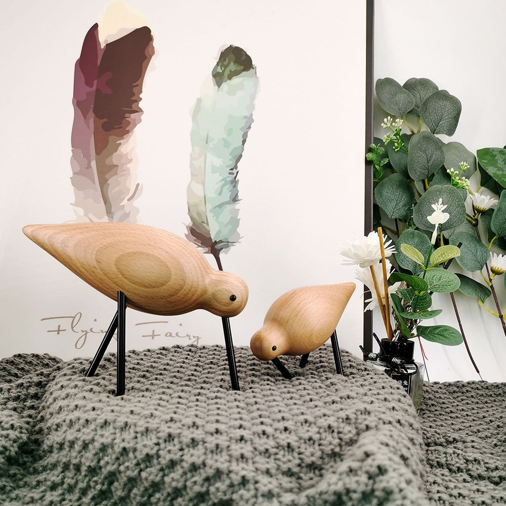 Beech Wood Bird Figure - Nordic Style Decor for Nature Lovers