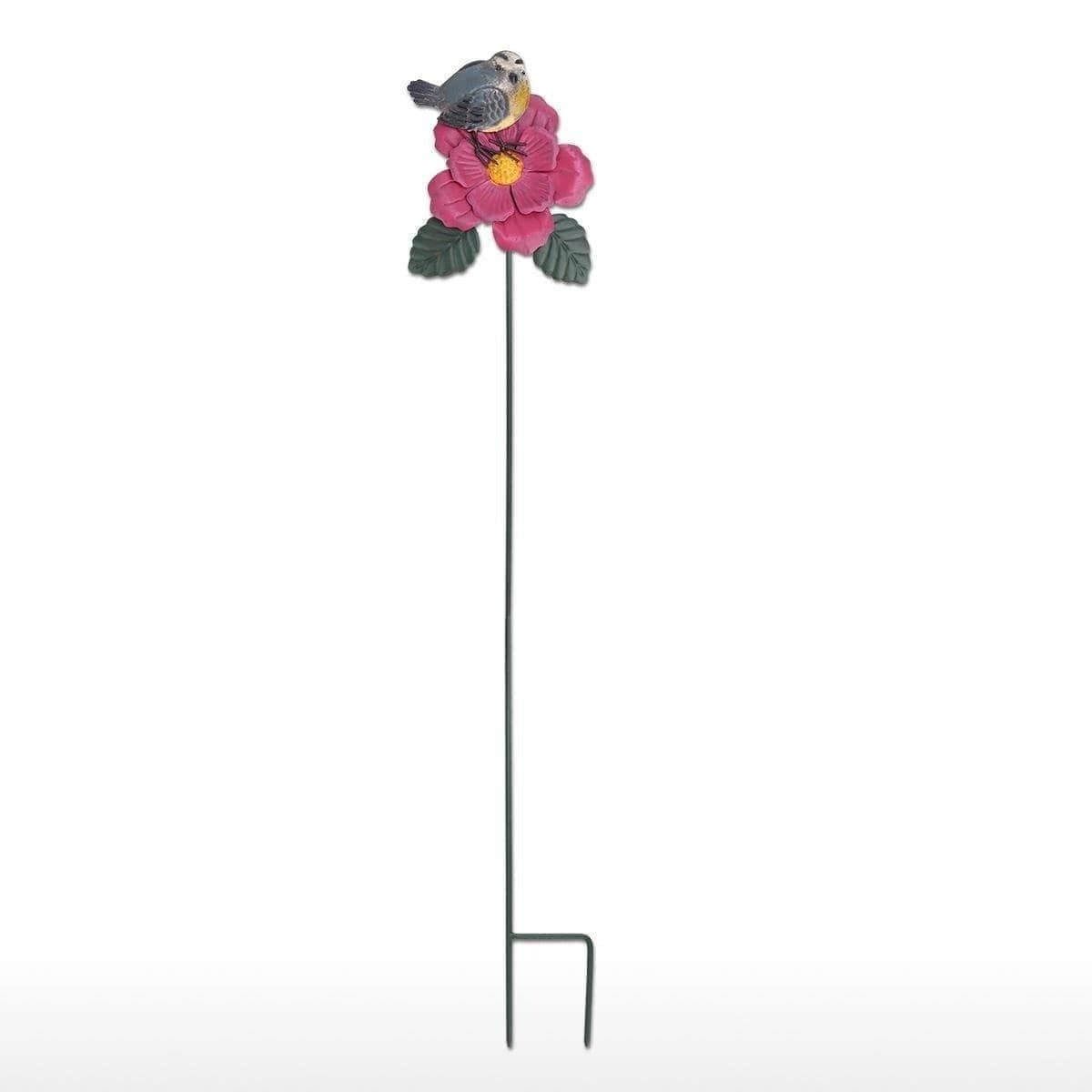 Bird & Flower Garden Stake - Charm for Your Garden Decor