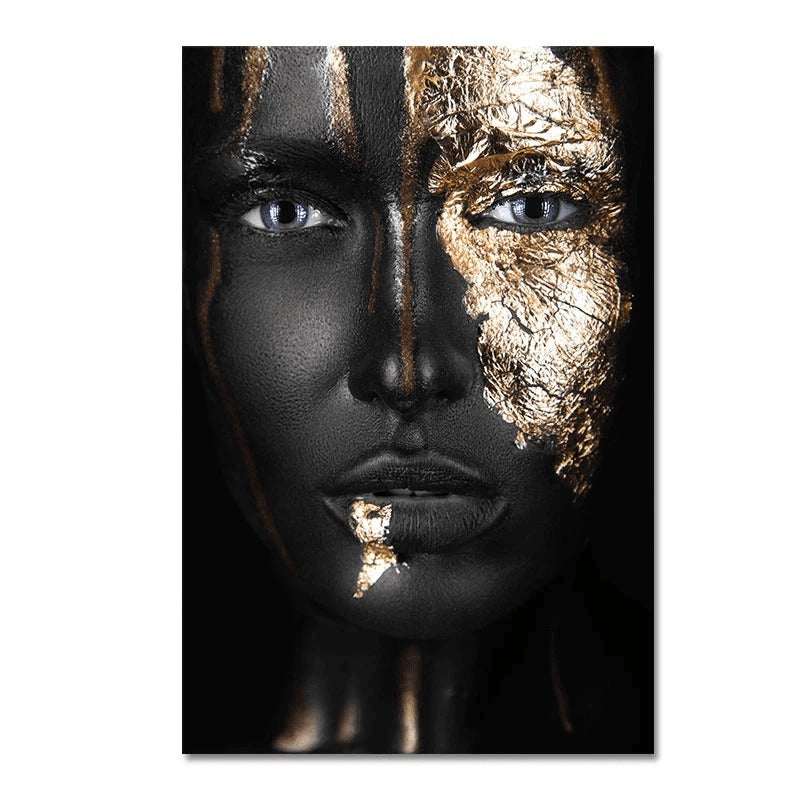 Bold Gold Foil African Lady: Vibrant