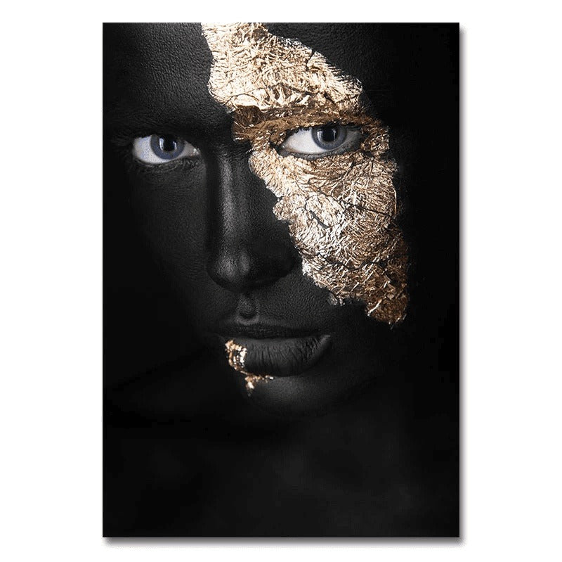 Bold Gold Foil African Lady: Vibrant