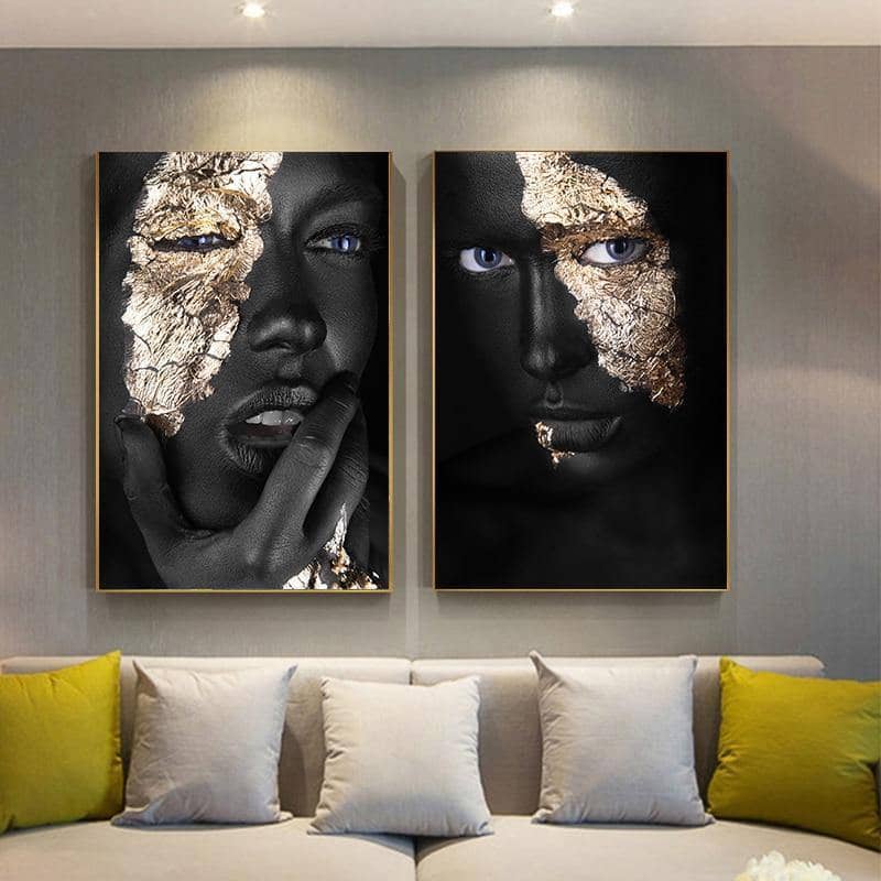 Bold Gold Foil African Lady: Vibrant