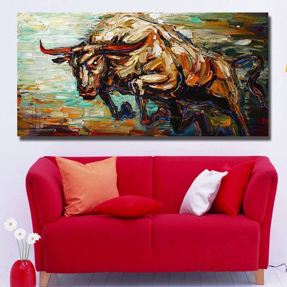 Bull Canvas Painting - Dynamic Energy for Bold Wall Art