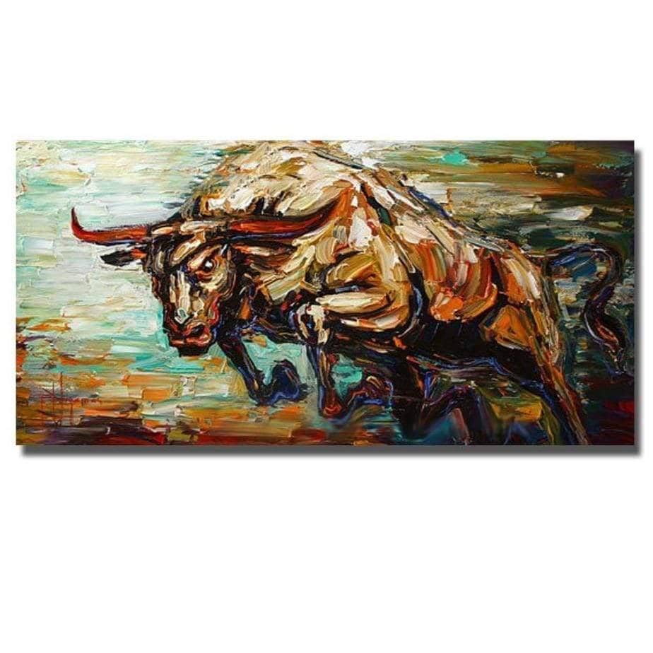 Bull Canvas Painting - Dynamic Energy for Bold Wall Art