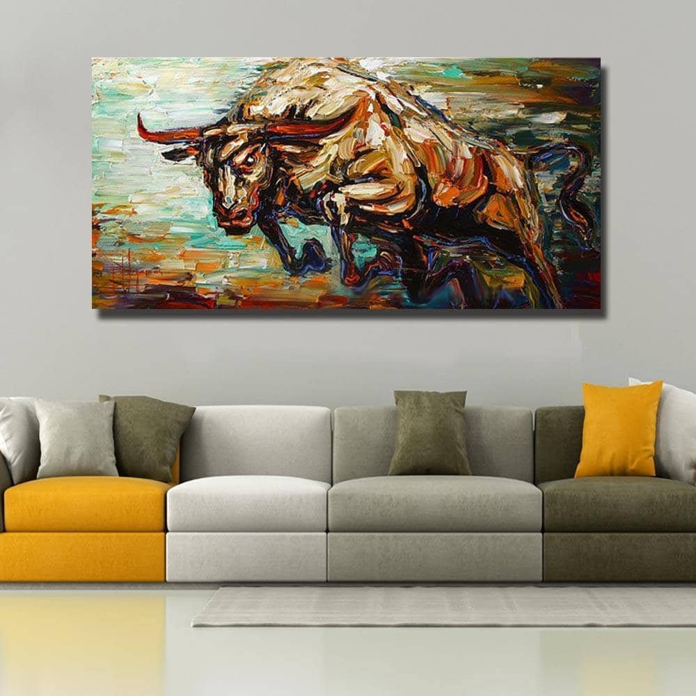 Bull Canvas Painting - Dynamic Energy for Bold Wall Art