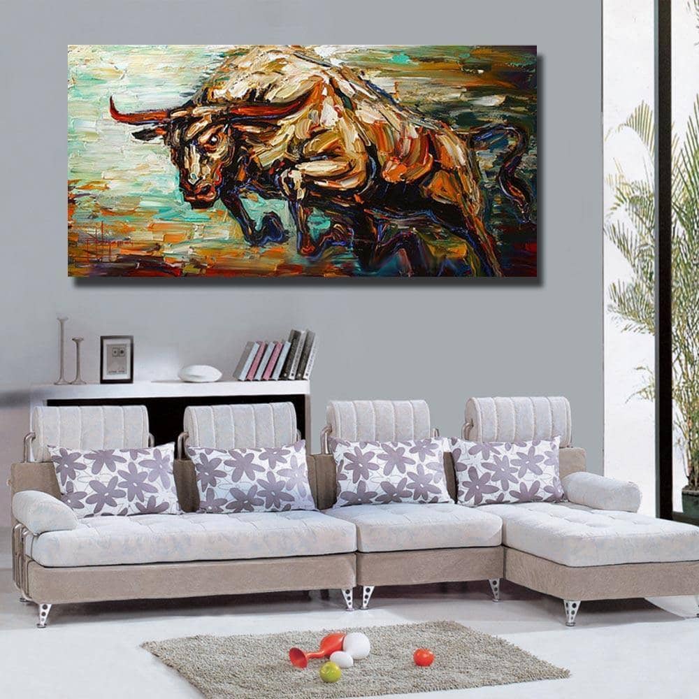 Bull Canvas Painting - Dynamic Energy for Bold Wall Art
