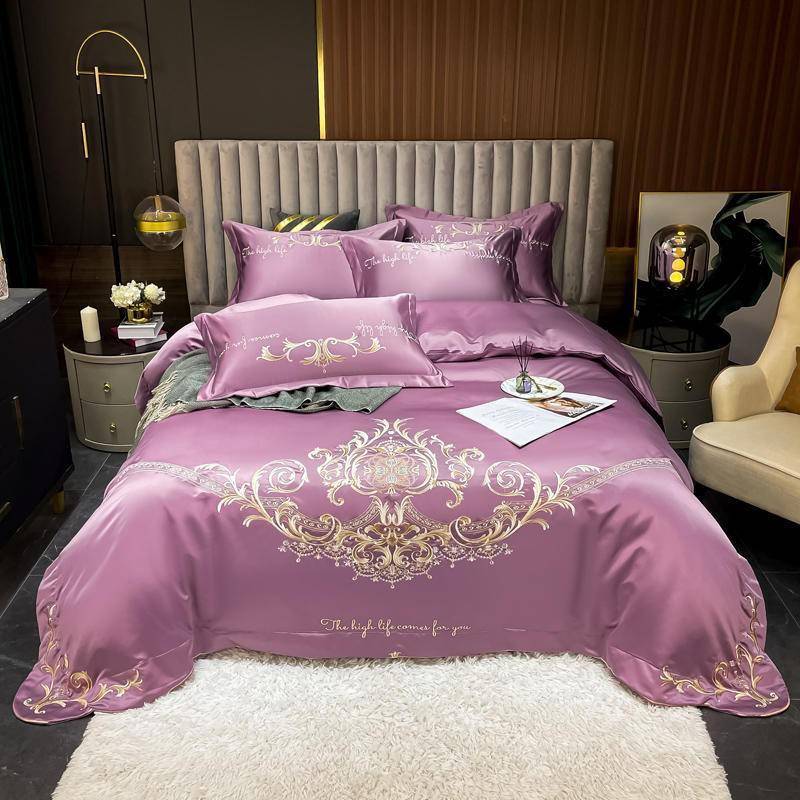 Chic Embroidery Satin Cotton Comforter Bedding Set - Queen & King Size