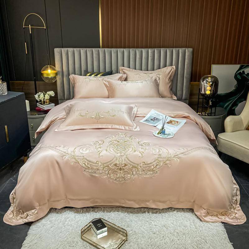 Chic Embroidery Satin Cotton Comforter Bedding Set - Queen & King Size