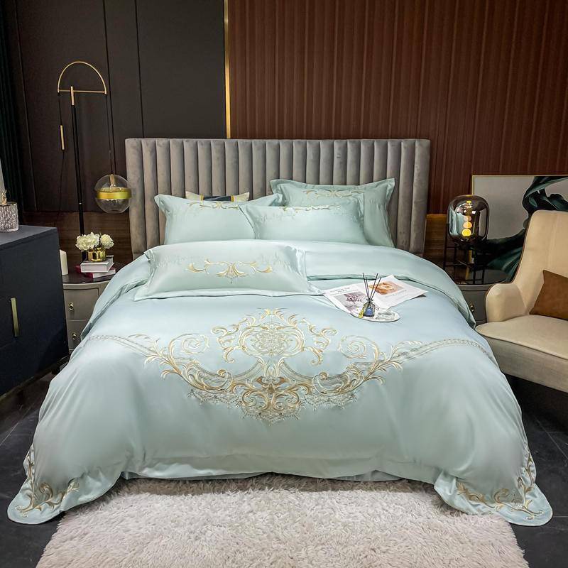 Chic Embroidery Satin Cotton Comforter Bedding Set - Queen & King Size