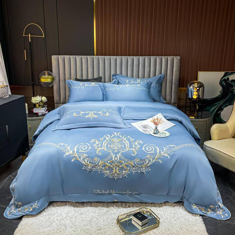 Chic Embroidery Satin Cotton Comforter Bedding Set - Queen & King Size