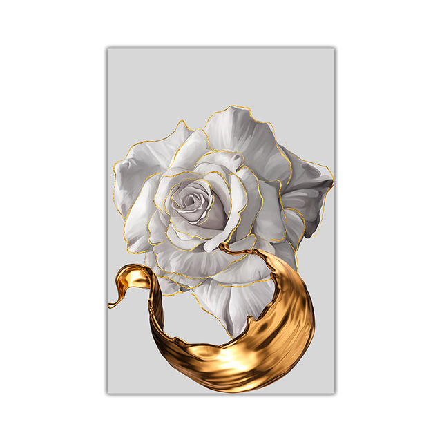 Chic Golden Bloom: Abstract & Artistic for Your Home