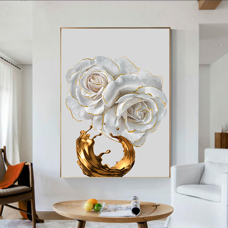 Chic Golden Bloom: Abstract & Artistic for Your Home