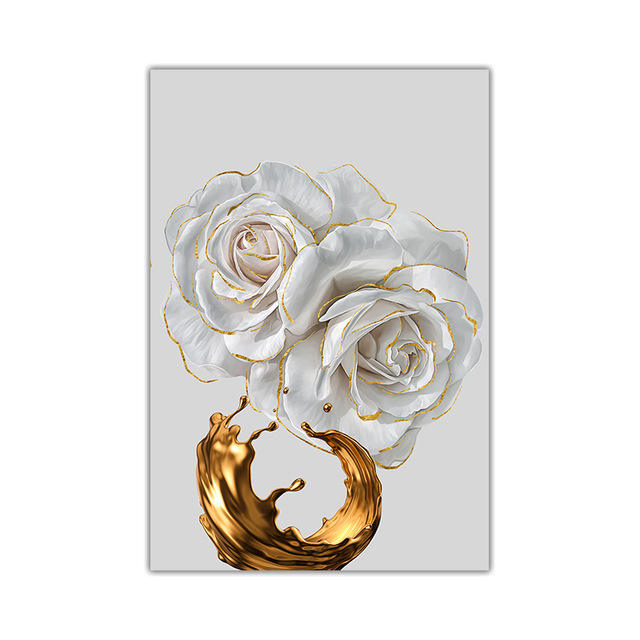 Chic Golden Bloom: Abstract & Artistic for Your Home