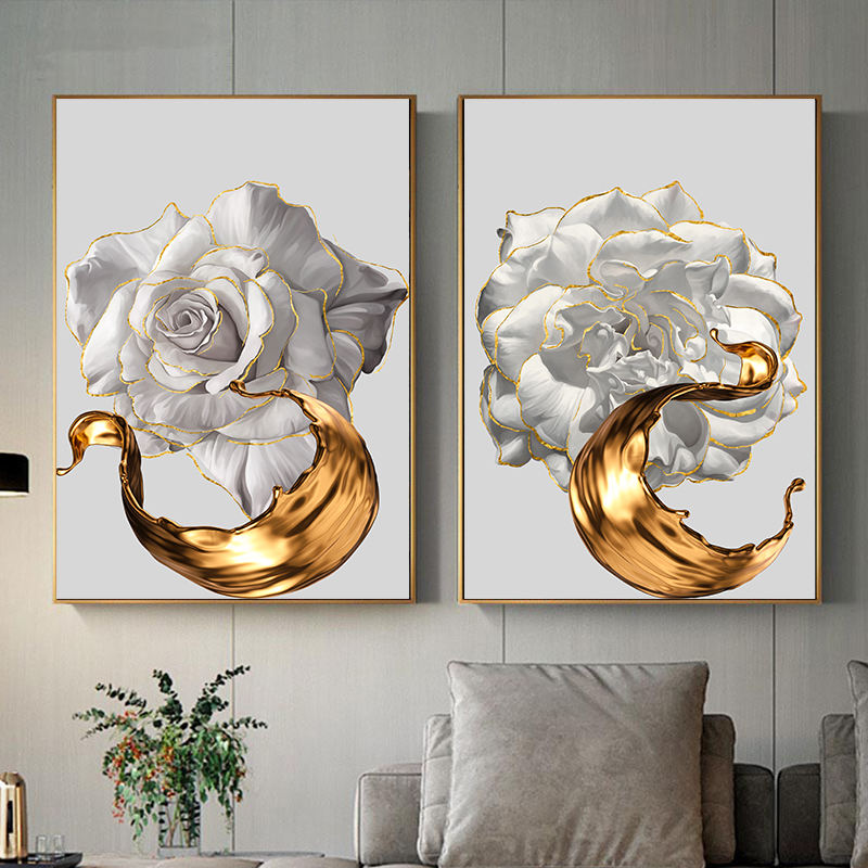 Chic Golden Bloom: Abstract & Artistic for Your Home