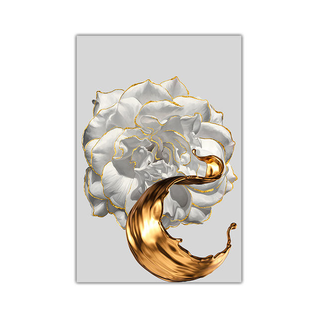Chic Golden Bloom: Abstract & Artistic for Your Home