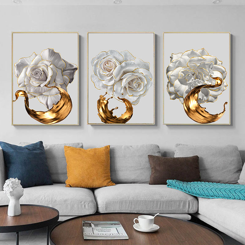 Chic Golden Bloom: Abstract & Artistic for Your Home