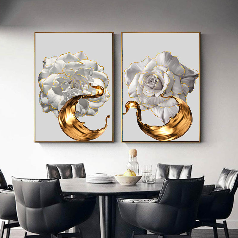 Chic Golden Bloom: Abstract & Artistic for Your Home