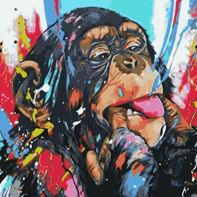 Colorful Ape Family DIY Canvas Painting - Create Your Own Vibrant Artwork