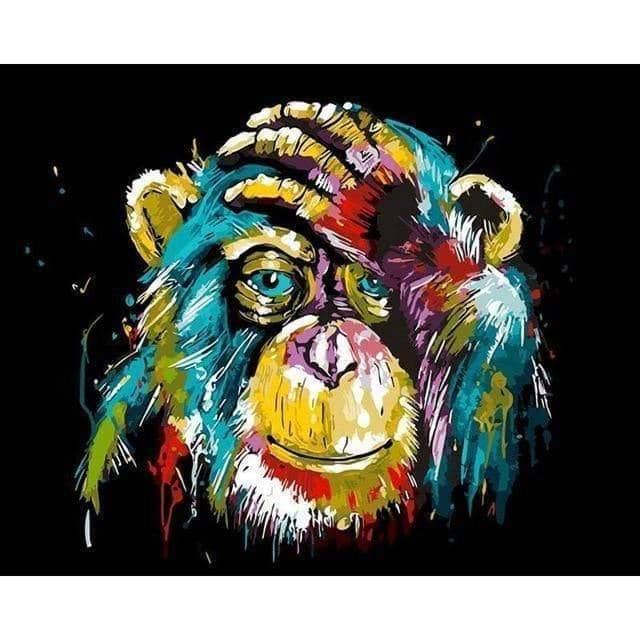 Colorful Ape Family DIY Canvas Painting - Create Your Own Vibrant Artwork