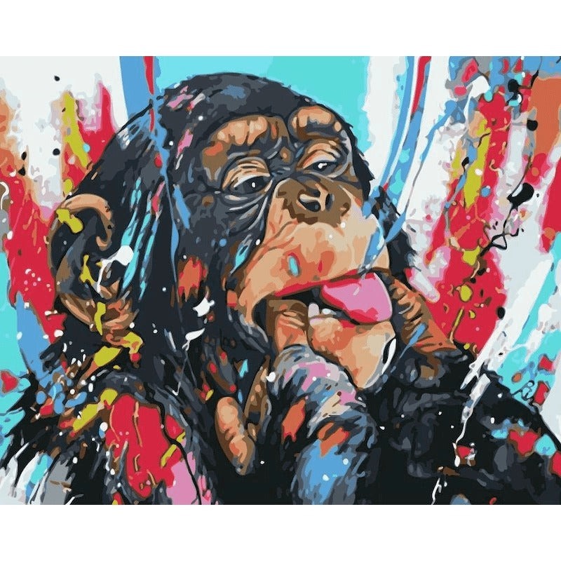 Colorful Ape Family DIY Canvas Painting - Create Your Own Vibrant Artwork