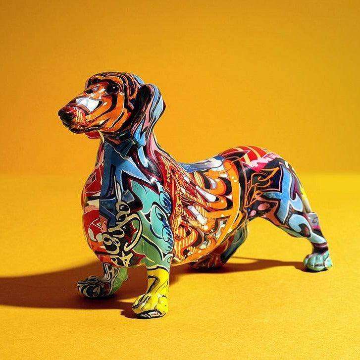 Colorful Painted Dachshund - Playful Home Decor Accent
