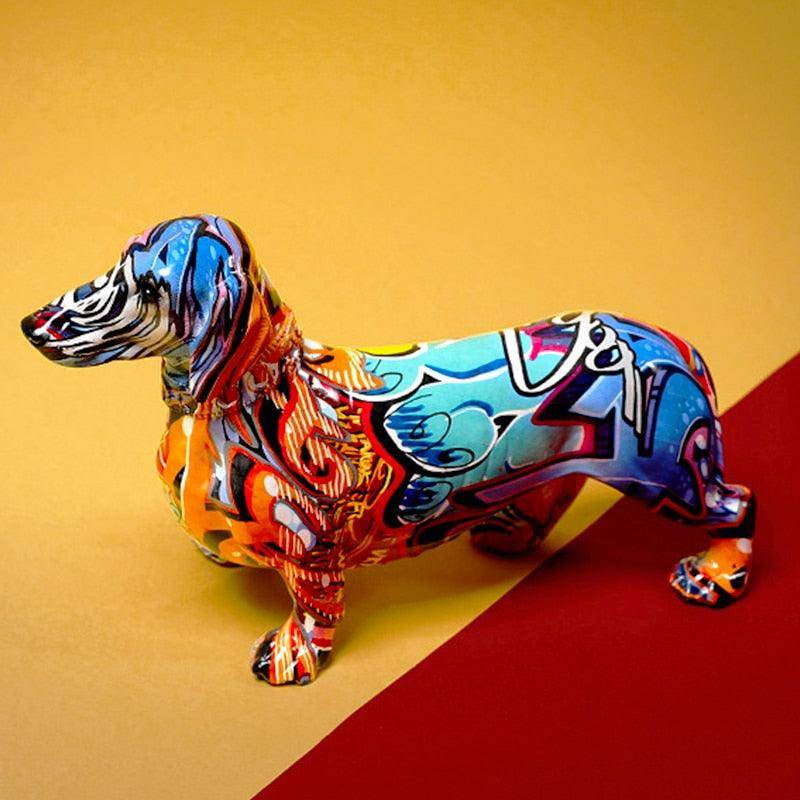 Colorful Painted Dachshund - Playful Home Decor Accent