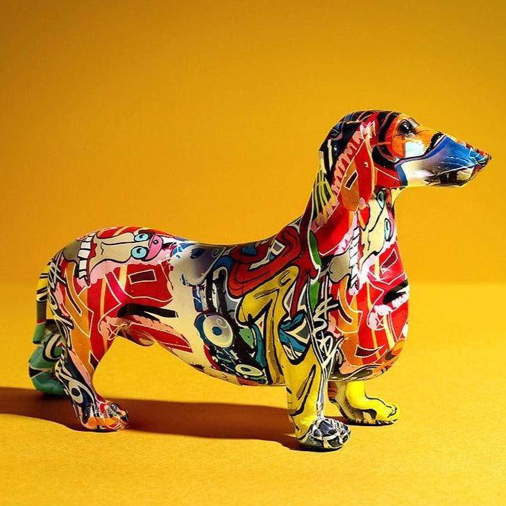 Colorful Painted Dachshund - Playful Home Decor Accent