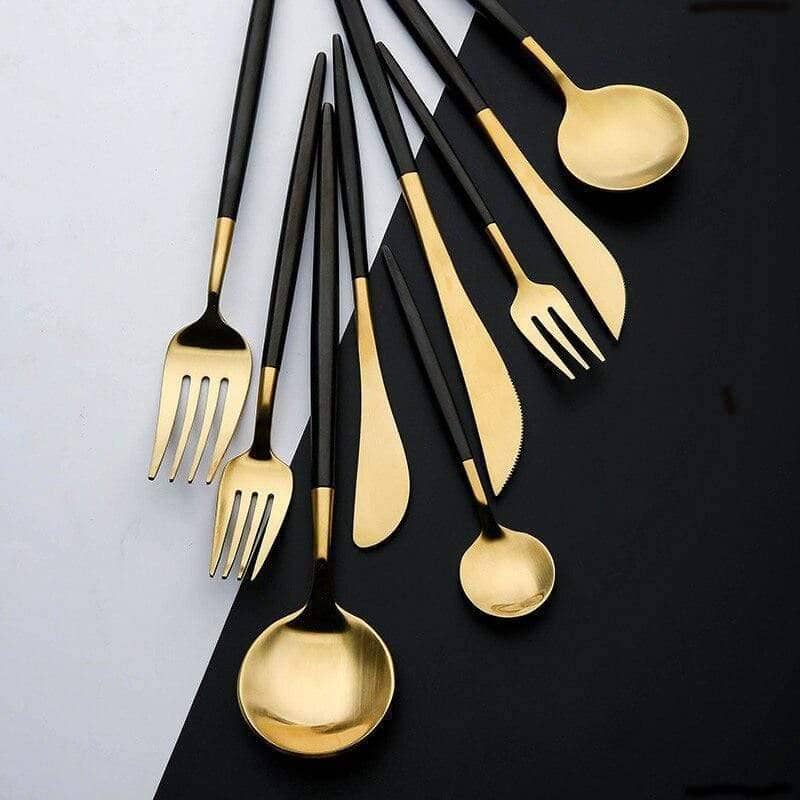 Contrast Dining Cutlery Set - Unique Knife, Fork & Spoon Flatware