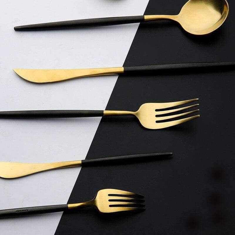 Contrast Dining Cutlery Set - Unique Knife, Fork & Spoon Flatware