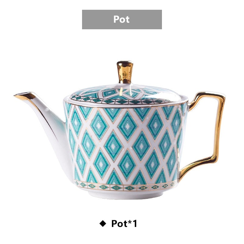 Cozy Gold Painted Bone China Porcelain Coffee & Tea Cup Set - Elegant & Luxurious Tea Time Experience