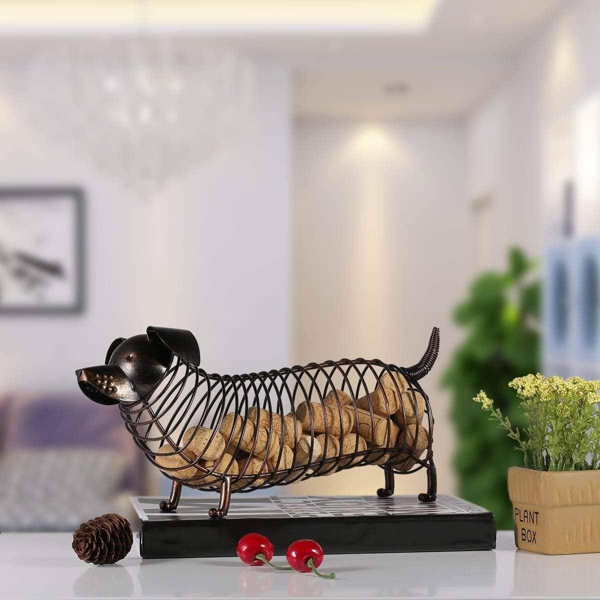 Dachshund Wine Cork Container - Whimsical Bottle Decor