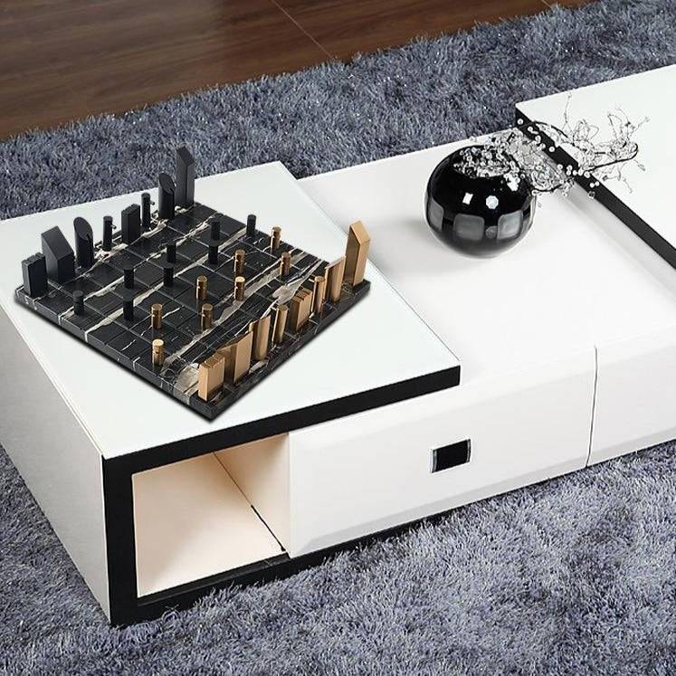 Decorative Marble Chess Set - Textured Finish with Natural Texture