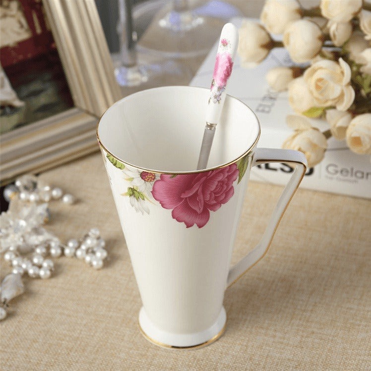 Delicate Flora Bone China Coffee Mug Set - Beautiful & Elegant Dining Collection