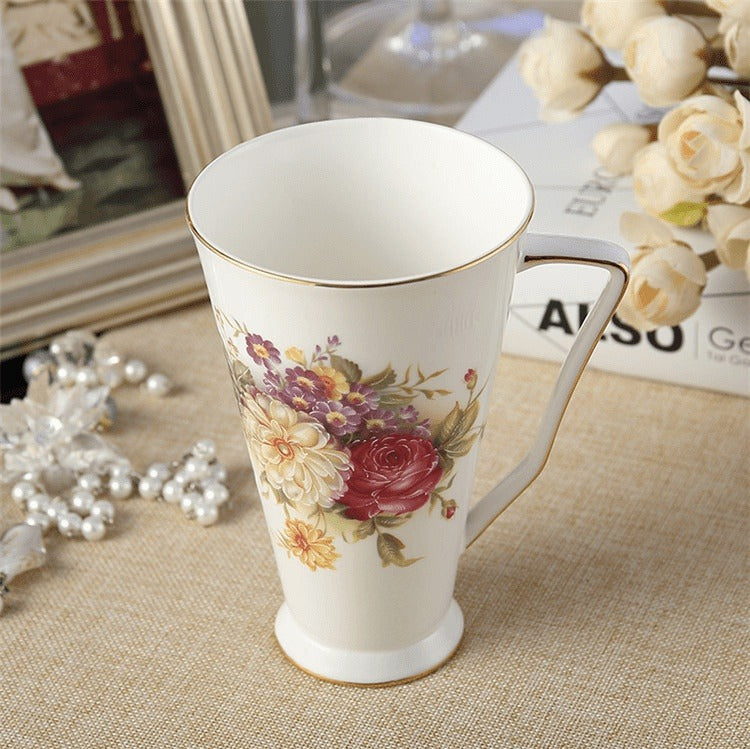 Delicate Flora Bone China Coffee Mug Set - Beautiful & Elegant Dining Collection