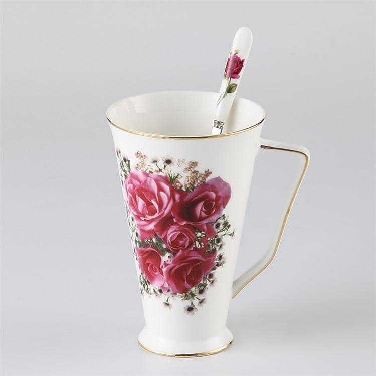 Delicate Flora Bone China Coffee Mug Set - Beautiful & Elegant Dining Collection