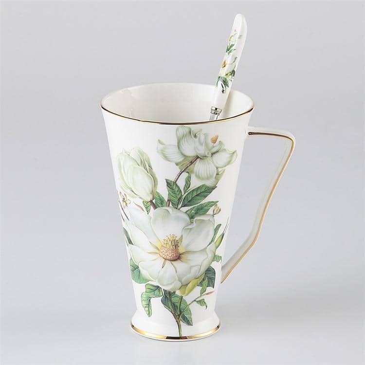 Delicate Flora Bone China Coffee Mug Set - Beautiful & Elegant Dining Collection