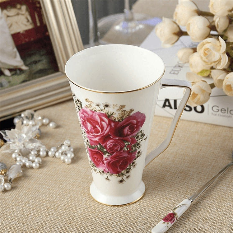 Delicate Flora Bone China Coffee Mug Set - Beautiful & Elegant Dining Collection