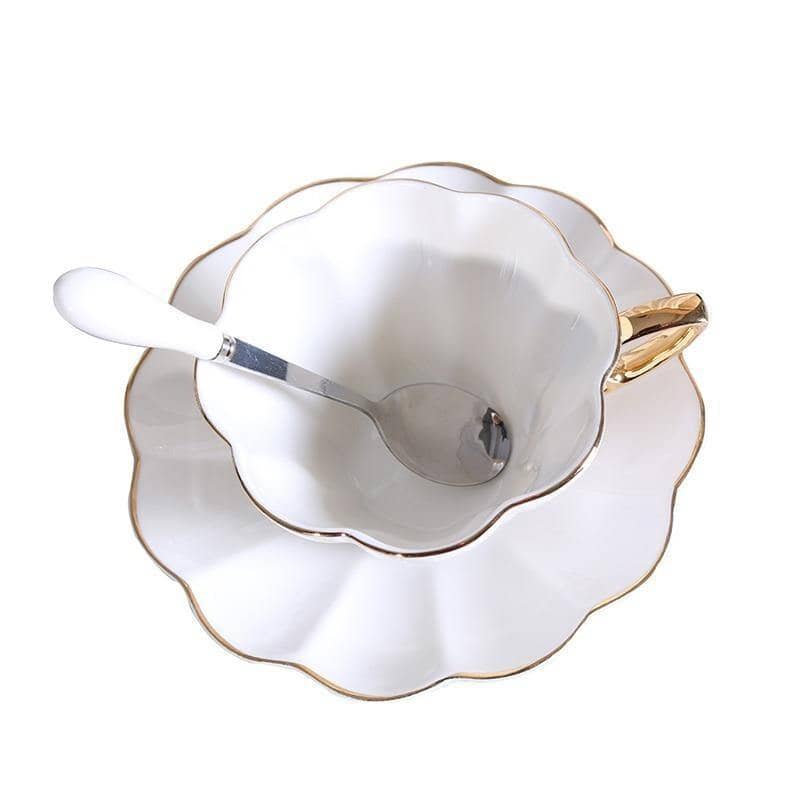 Delicate Flower Shaped Tea Cup & Saucer Set - Beautiful & Elegant Dining Collection