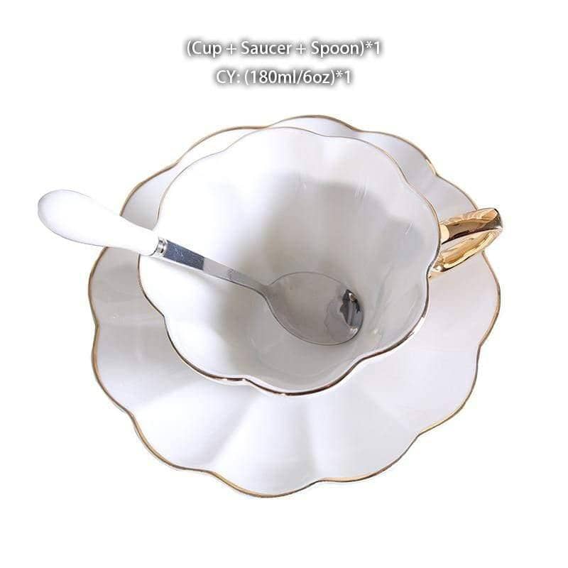 Delicate Flower Shaped Tea Cup & Saucer Set - Beautiful & Elegant Dining Collection